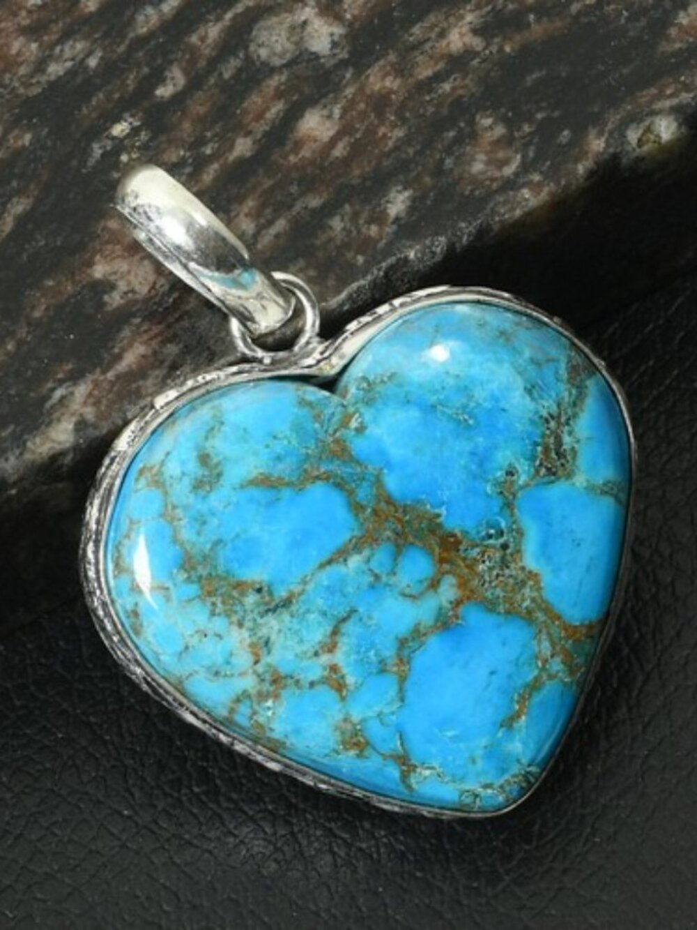 Turquoise Gemstone Sterling Silver Heart Pendant